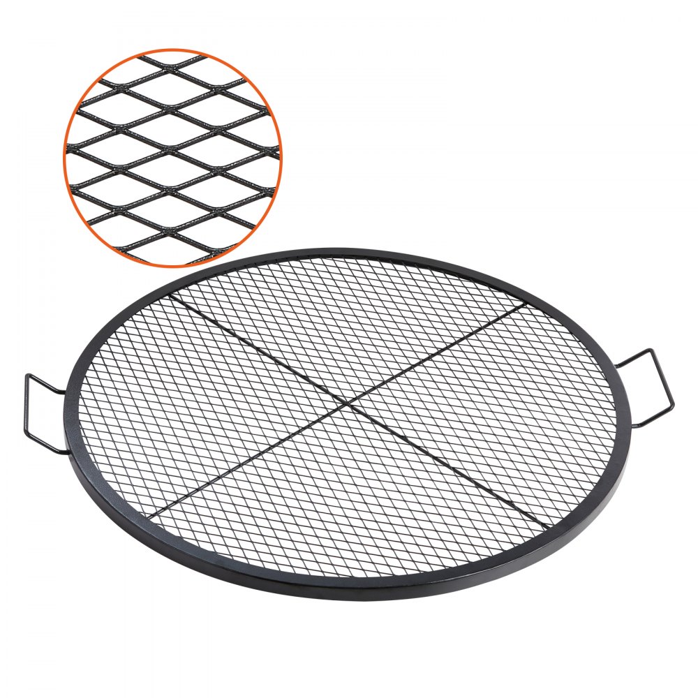 VEVOR X-Marks Fire Pit Grill Grate, Round Cooking Grate, Heavy Duty Steel Campfire BBQ Grill Grid with Handle and Support X Wire, Portable Camping Cookware for Outside Party & Gathering, 36 Inch Black - YXSKKWCHSYX36FF2HV0