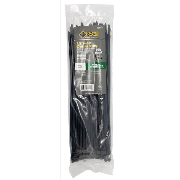 Steel Grip CABLETIE 11""75#BLK 100PK - 75S-280-11-UVC