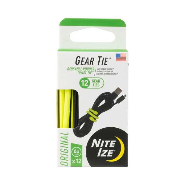 Nite Ize Gear Tie, Rubber, 6 in, PK12 - GTPP6-A1-R8