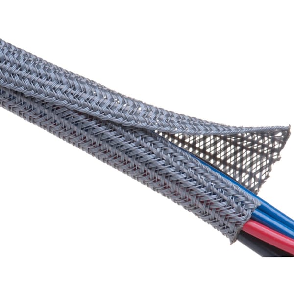 Techflex F6 Techflex® Flexo F6 Wrap Around Braided Sleeving - 1" - 400' Box - Platinum Gray - F6N1.00-400-PLATINUM GRAY