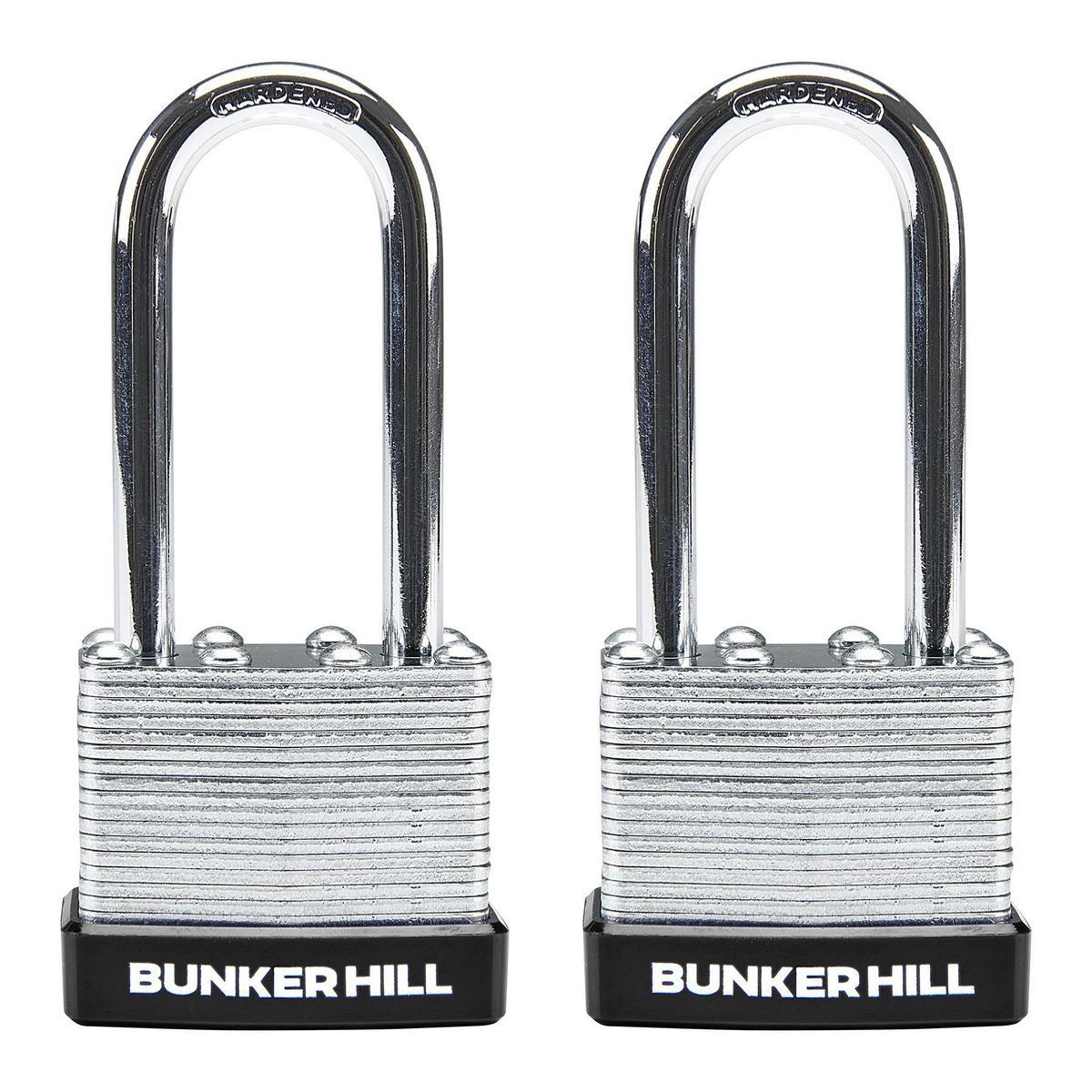 Seguridad Bunker Hill Candado de Acero Laminado de 1-1/2 pulgadas con Grillete Largo, Paquete de 2 - 57617