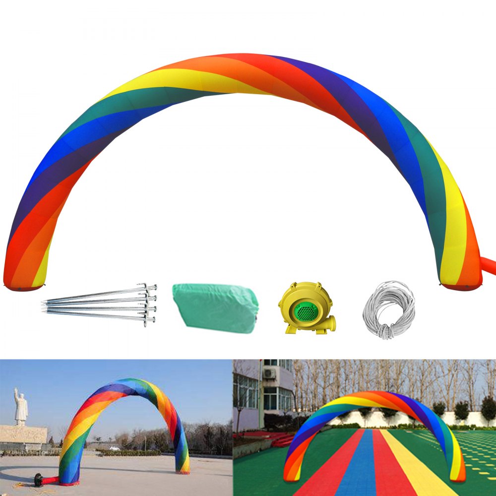 VEVOR Inflatable Rainbow Arch 26ftx10ft with 110W Blower for Advertising Party Celebration Garden - CQGM8X4MCQCHGM001V1