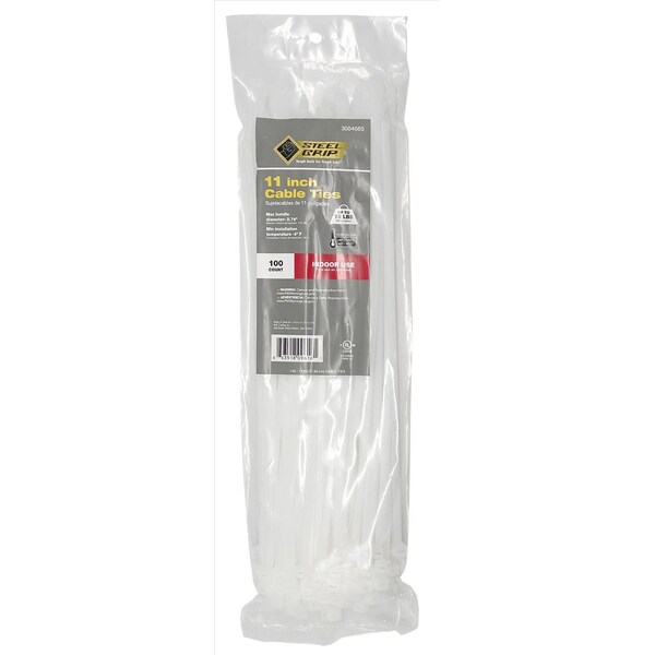 Steel Grip CABLETIE 11""75#WHT 100PK - 75S-280-11-NC