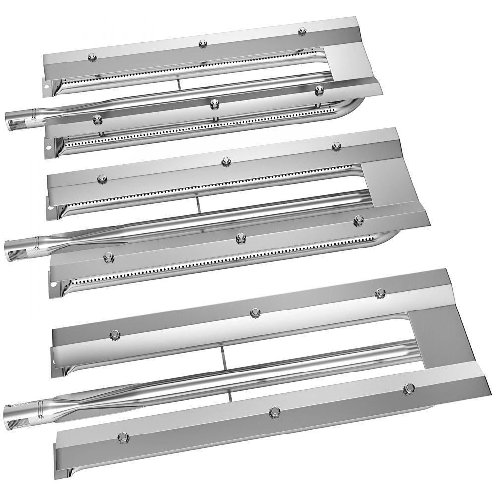 VEVOR Replacement U Burner, Stainless Steel Grill Burners, 3 Packs BBQ Burners Replacement, Grill Burner Replacement w/ 16.1" Length Barbecue Replacement Parts w/ Evenly Burning for Premium Gas Grills - BXGRSQ49RR1N6L1UBV0