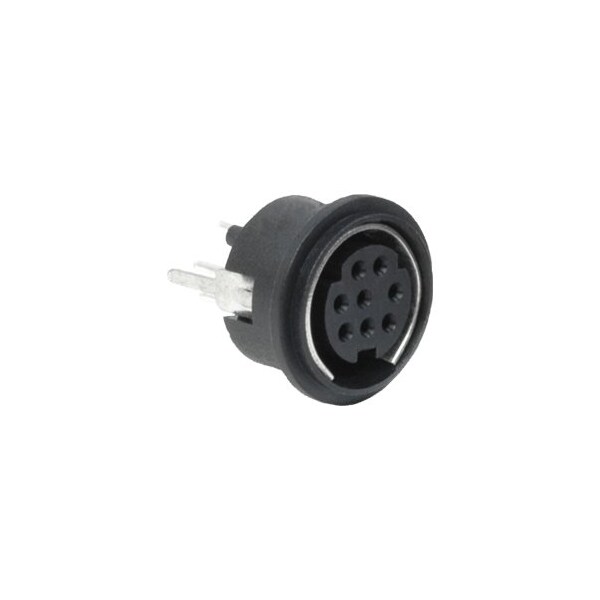 Cui Devices Circular Din Connectors 3 8 Positions, Receptacle, Vertical, Through Hole, Mini Circular Din - MD-30SV