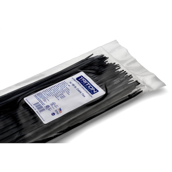 Triton Products Wire Tie, Black, 14", 50 lb.Tensile, PK100 - ZT-14BK