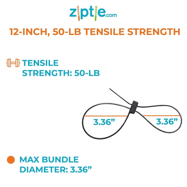 South Main Hardware 12-in  Double Loop 50-lb, Black, 100 Speciality Tie - 222065