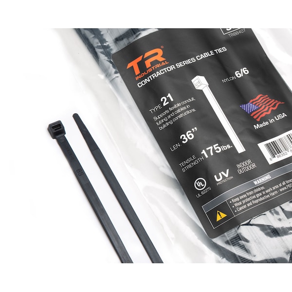 Tr Industrial 36 in Contractor Series Type 21S UV Cable Ties, 50-pk - TR88407