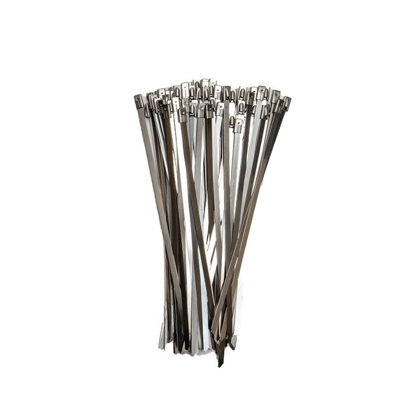 South Main Hardware 8-in  304 Stainless Steel 200-lb, Silver, 100 Metal Cable Ties - 222106