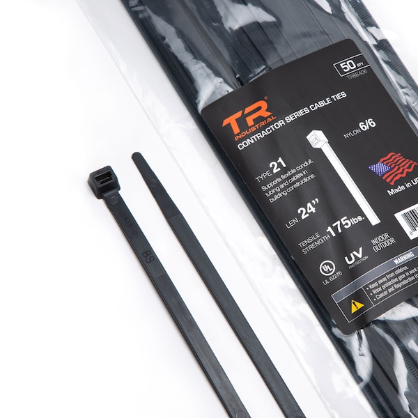 Tr Industrial 24 in Contractor Series Type 21S UV Cable Ties, 50-pk - TR88406