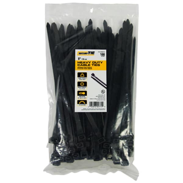 Gardner Bender 8 in. Heavy Duty Cable Tie, UV Black, 100PK - 221012