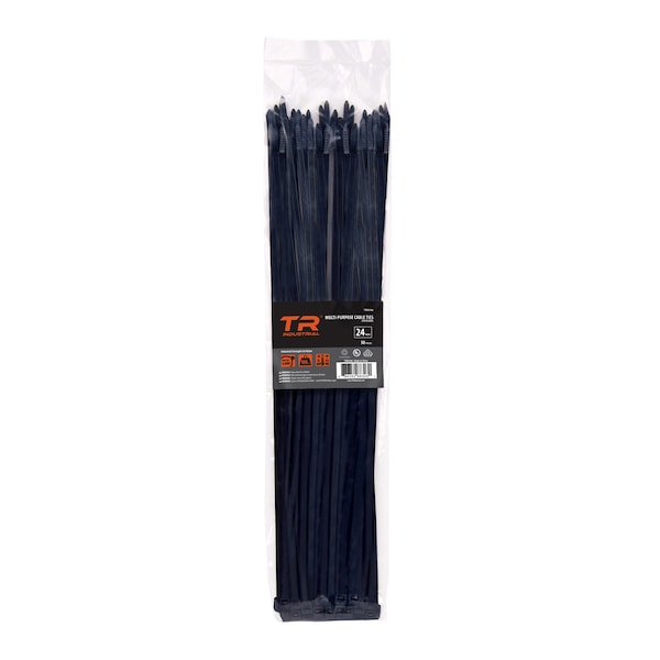 Tr Industrial 24 in Multi-Purpose UV Cable Ties Set in Black, 50-pk - TR88306