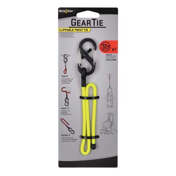 Nite Ize 12" L Clippable Gear Tie Neon YL - GLC12-33-R3