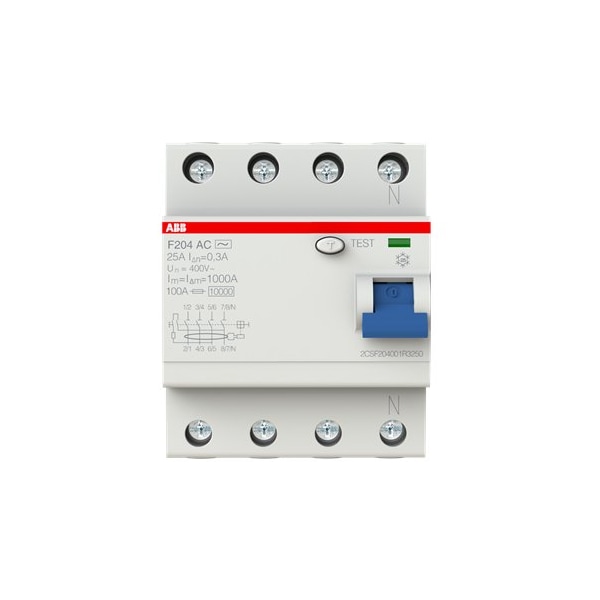 Abb F204AC-25/0.3, RCD F200 4P 25A 300MA - F204AC-25/0.3