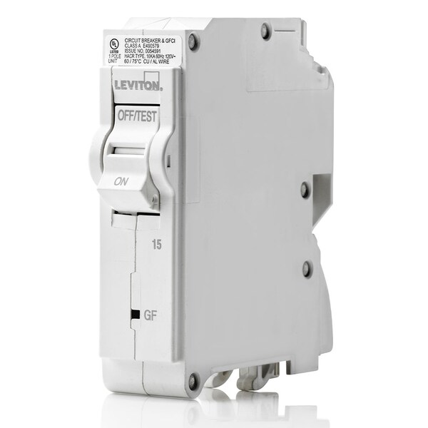 Leviton Circuit Breaker, 15A, 1 Pole, 120/208/240V AC, 10kA - LB115-GF