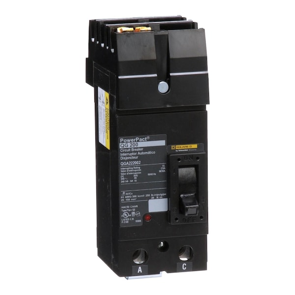 Square D Molded Case Circuit Breaker, QGA Series, 200A, 2 Pole, 240V AC, 65kA at 240V AC - QGA222002