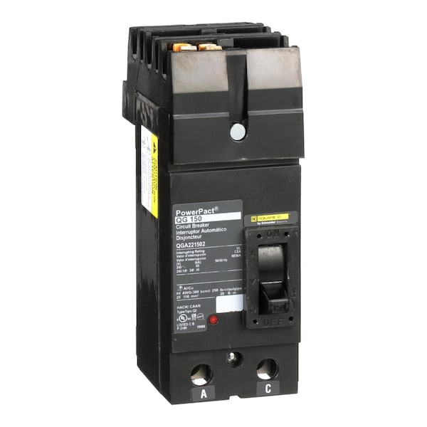 Square D Molded Case Circuit Breaker, QGA Series, 150A, 2 Pole, 240V AC, 65kA at 240V AC - QGA221502