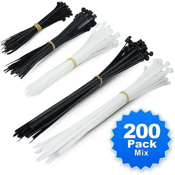 Ipower Simple Deluxe HICBLTIEMIX Combo Pack 200pcs Assortment Self-Locking 6+8+12-Inch - HICBLETIEMIX
