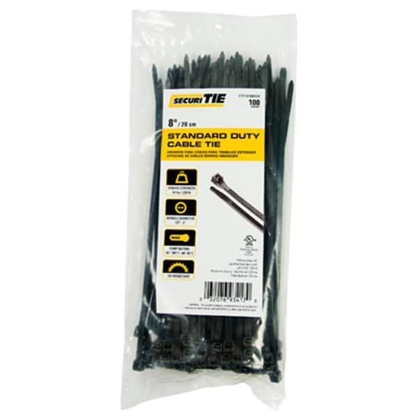 Gardner Bender Gardner Bender 221023 8 in. Standard Duty Cable Tie; Black - Pack of 100 - 221023
