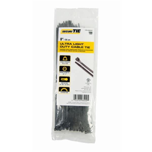 Gardner Bender 8 in. Light Duty Cable Tie, Black, 100PK - 220980