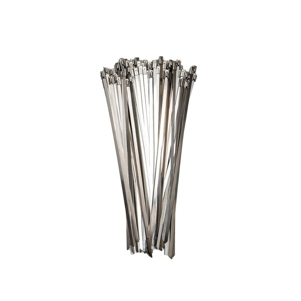 South Main Hardware 10.2-in  304 Stainless Steel 200-lb, Silver, 100 Metal Cable Ties - 222108