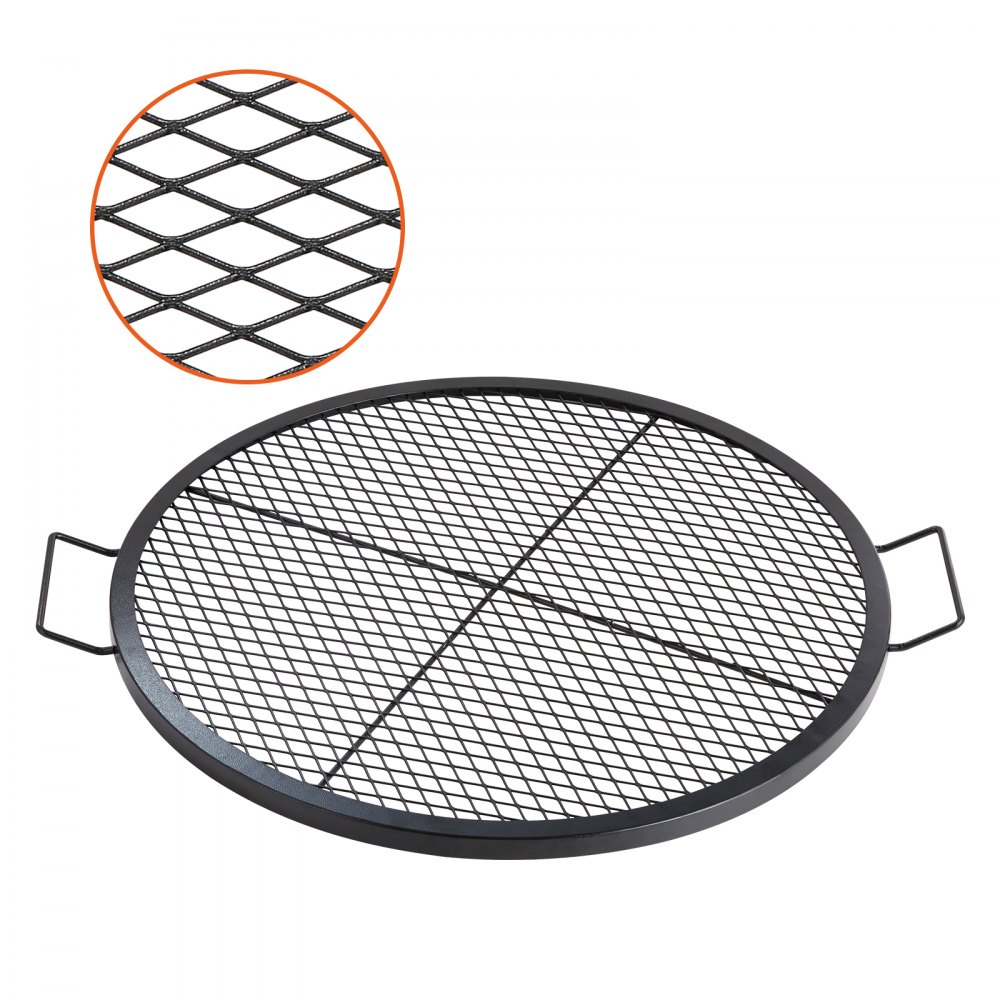 VEVOR X-Marks Fire Pit Grill Grate, Round Cooking Grate, Heavy Duty Steel Campfire BBQ Grill Grid with Handle and Support X Wire, Portable Camping Cookware for Outside Party & Gathering, 30 Inch Black - YXSKKWCHSYX301HI2V0