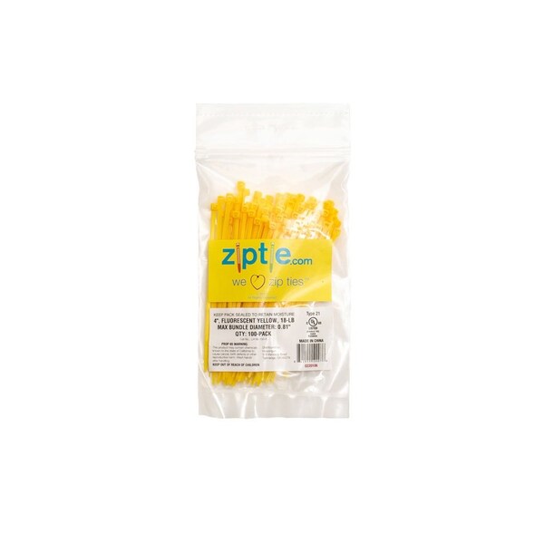 South Main Hardware 4-in   18-lb, Yellow, 100 Standard Nylon Tie - 220106