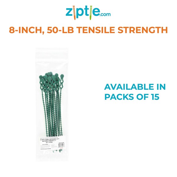 South Main Hardware 8-in  Double Loop Beaded 50-lb, Green, 15 Speciality Tie - 222074