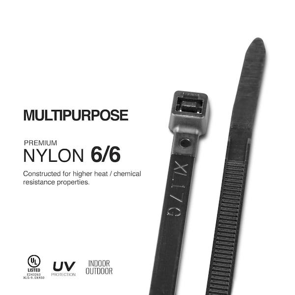 Tr Industrial Multi-Purpose UV Black Cable Ties 100-Piece, 18in, Black - TR88305W-2PK