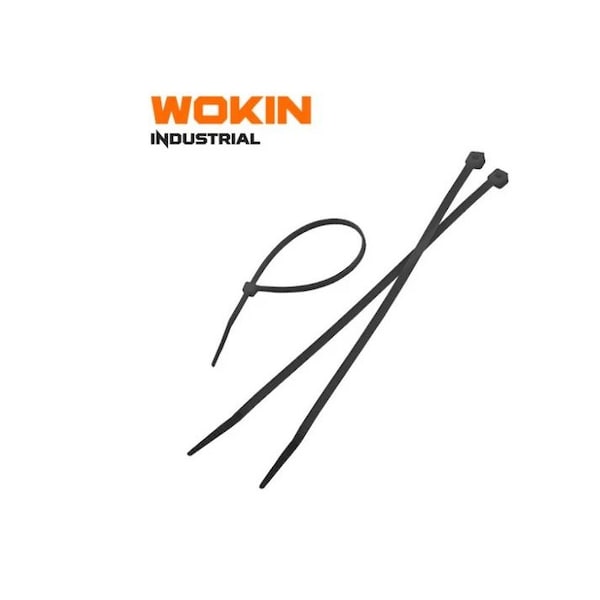 Wokin 10 Inch Black Nylon Cable Tie 5 1/2 Long 100Pcs Per Pack Clear 40Lbs Tinsel Strength - 651246