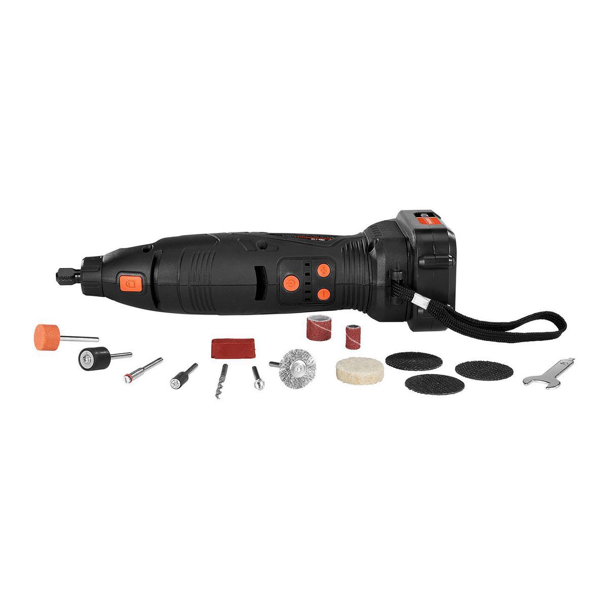 Kit de herramientas rotativas inalámbricas Warrior de 12V con 19 piezas de accesorios, batería y cargador - 59437