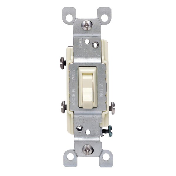 Interruptor de palanca Leviton sin conexión a tierra marfil de 15A de 3 vías - 203-01453-ICP