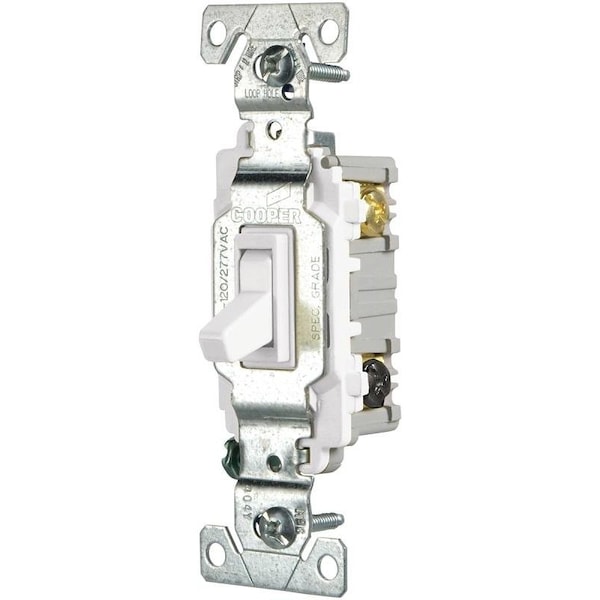 Interruptor de palanca de dispositivos de cableado Eaton, 15 A, 120277 V, 3 posiciones, terminal de tornillo, blanco - CSB315STW-SP