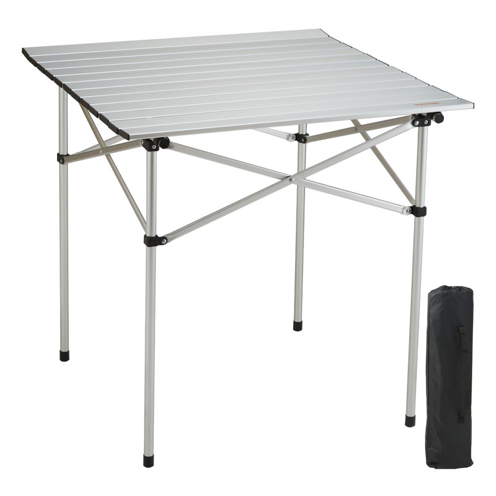 VEVOR Folding Camping Table, Outdoor Portable Side Tables, Lightweight Fold Up Table, Aluminum Ultra Compact Work Table with Carry Bag, For Cooking, Beach, Picnic, Travel, 24x16 inch, Silver - HWZDCZLB66LBSXRPXV0