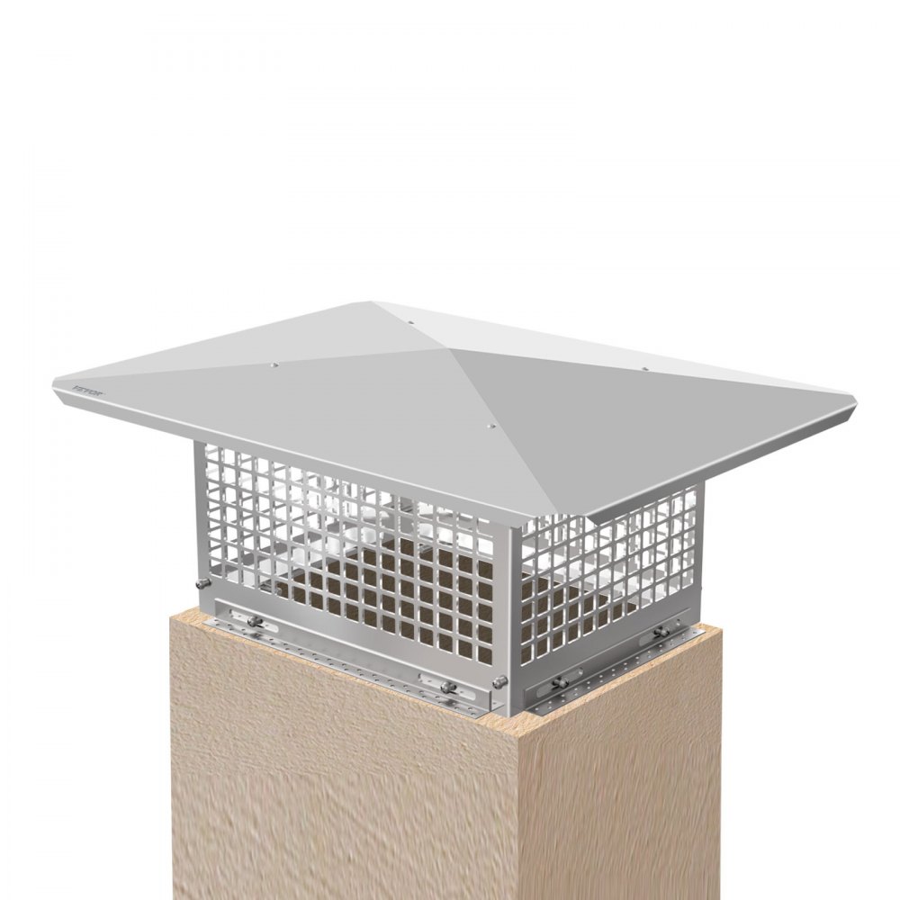 VEVOR Chimney Cap, 13" x 17" Flue Caps, 304 Stainless Steel Fireplace Chimney Cover, Adjustable Metal Spark Arrestor with Bolts Screws, Mesh Chimney Flue Cover for Outside Existing Clay Flue Tile - YCZ13X17ZIUA1NN80V0