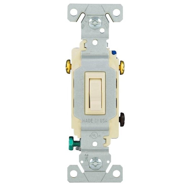 Interruptor de palanca de dispositivos de cableado de Eaton, 15 A, 120 V, Material de carcasa de policarbonato, Almendra claro - 1303-7LA