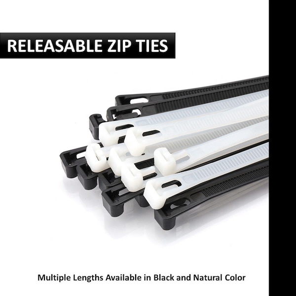 Kable Kontrol Kable Kontrol® Releasable Reusable Zip Ties - 11" Long - 50 Lbs Tensile Strength - 100 pack - UV Black - CTR1100BLK