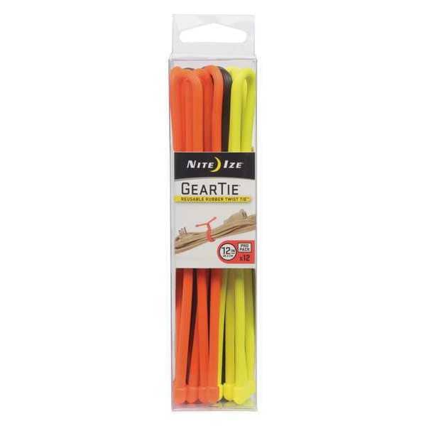 Nite Ize 12" L Gear Tie BK/OR/YL PK 12 - GTPP12-A1-R8