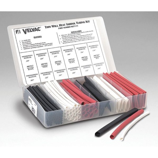 Velvac 86 Piece Thin Wall Heat Shrink Tube Kit - 3ULU8
