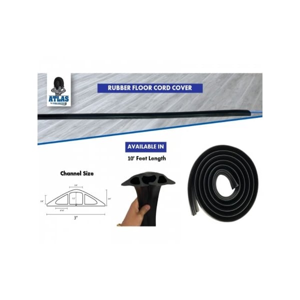 Kable Kontrol Rubber Duct Floor Cord Cover - 10 Ft Roll - Black - FC7386
