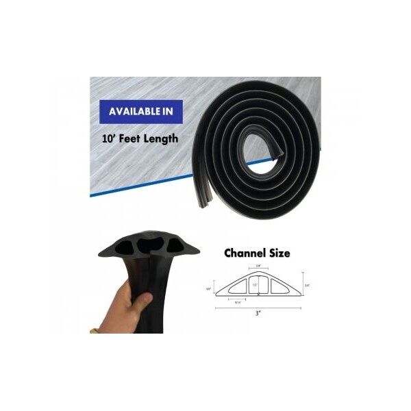 Kable Kontrol Rubber Duct Floor Cord Cover - 10 Ft Roll - Black - FC7386
