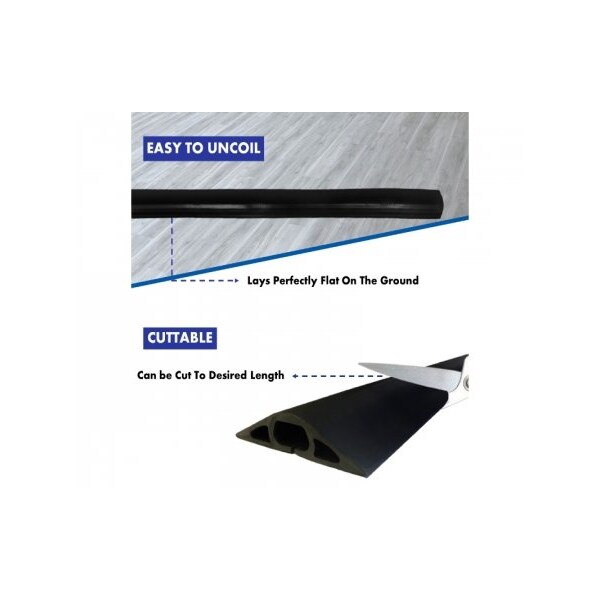 Kable Kontrol Rubber Duct Floor Cord Cover - 10 Ft Roll - Black - FC7386
