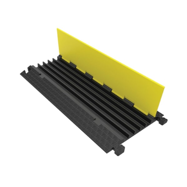 Kable Kontrol ATLAS Cord Protector - 5 Channels - Medium Duty Rubber - 1.25" x 1.25" Channels - Black Base With Yellow Lid - CP9975