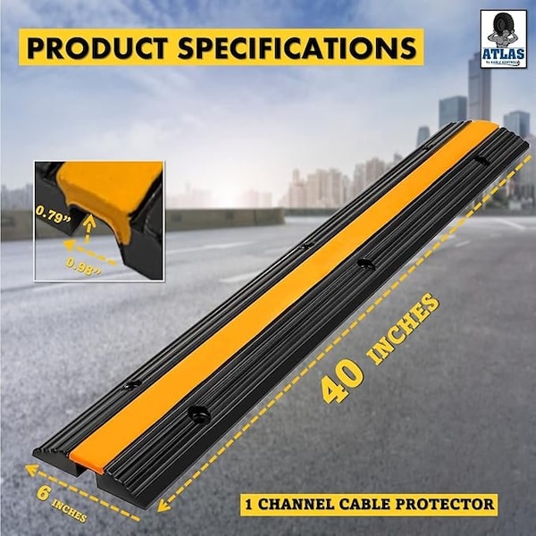 Kable Kontrol Safety Stripe Drop Over Rubber Cable Protector, 1 Channel - FCC-01-YSBK