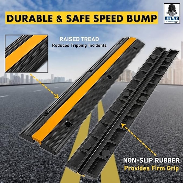 Kable Kontrol Safety Stripe Drop Over Rubber Cable Protector, 1 Channel - FCC-01-YSBK