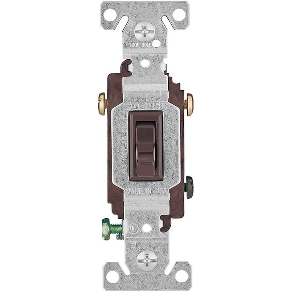 Dispositivo de Interruptor de Palanca Eaton Wiring Devices, 15 A, 120 V, Material de Carcasa de Policarbonato, Color Café - 1303B