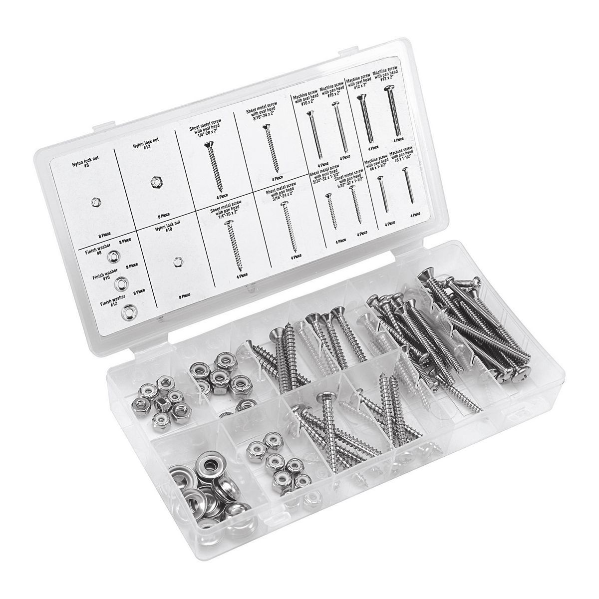 Set de tornillos y tuercas de acero inoxidable para casa, 96 piezas - 67680