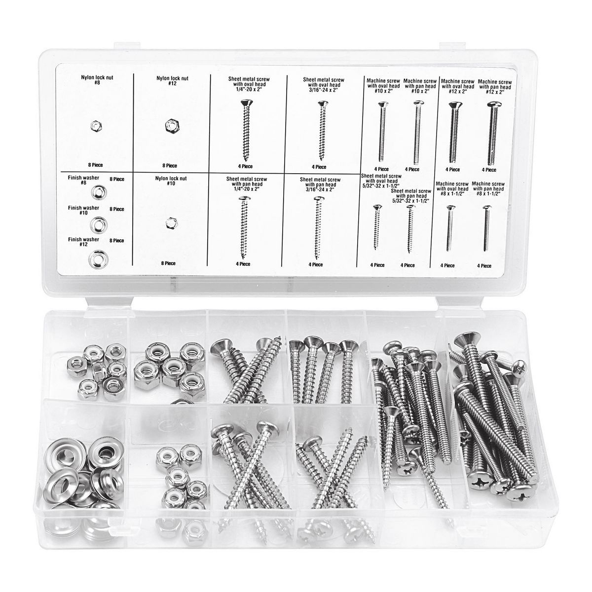 Set de tornillos y tuercas de acero inoxidable para casa, 96 piezas - 67680