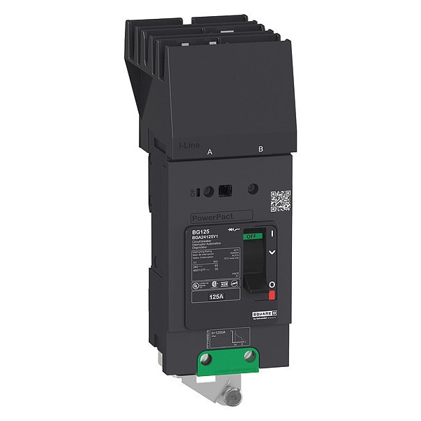Square D Molded Case Circuit Breaker, BGA Series, 60A, 2 Pole, 277/480V AC, 65kA at 240V AC, B Curve - BGA24060Y1