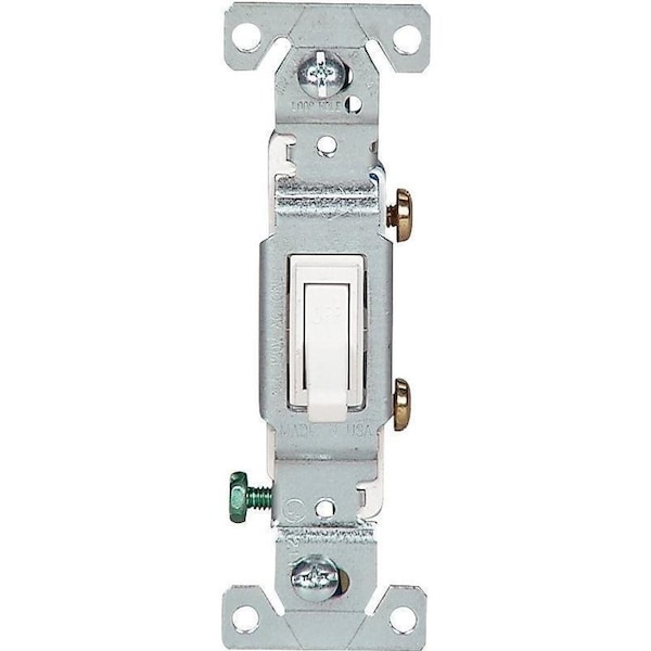 Interruptor de palanca de dispositivos de cableado Eaton, 15 A, 120 V, terminal de inserción, 5-20R, material de carcasa de policarbonato - C1301-7W.
